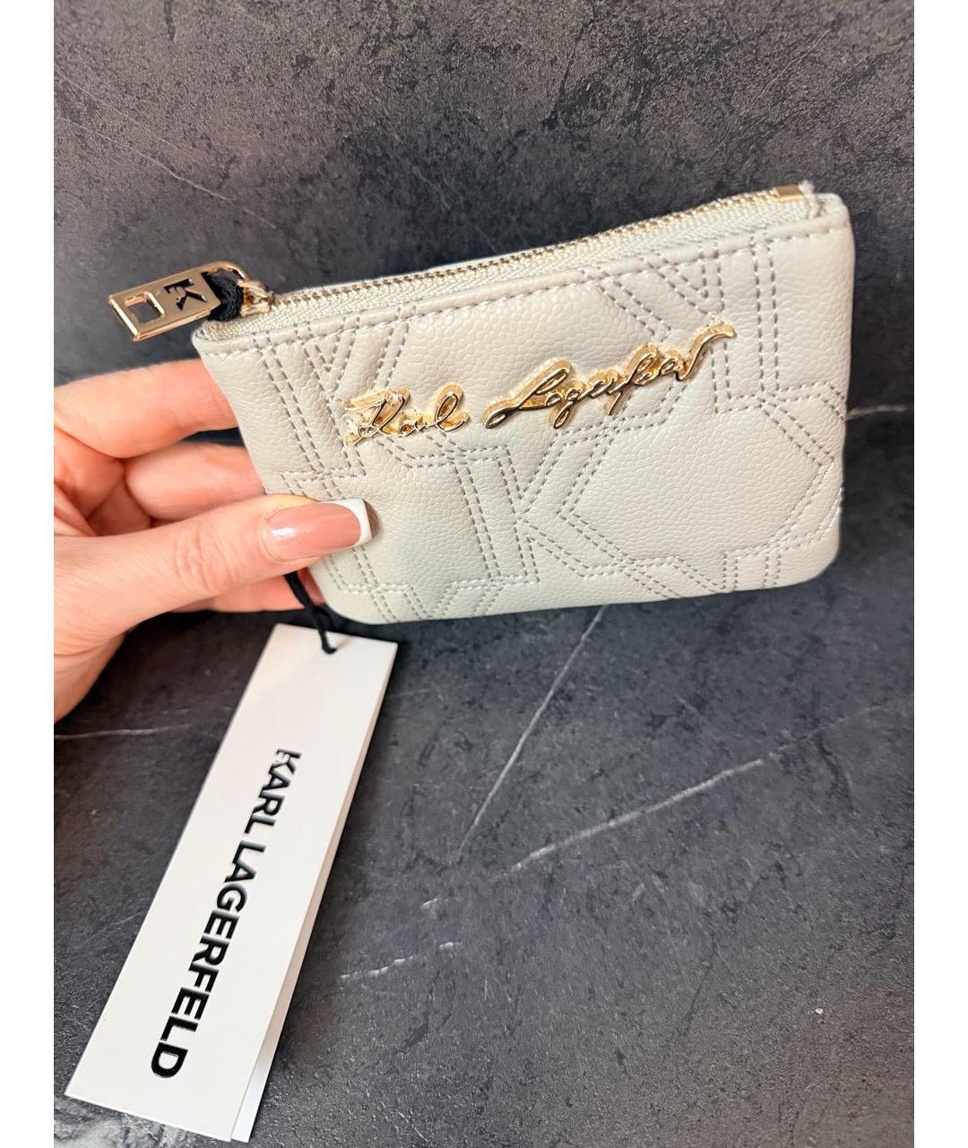 KARL LAGERFELD Бежевый кожаный кошелек, фото 8