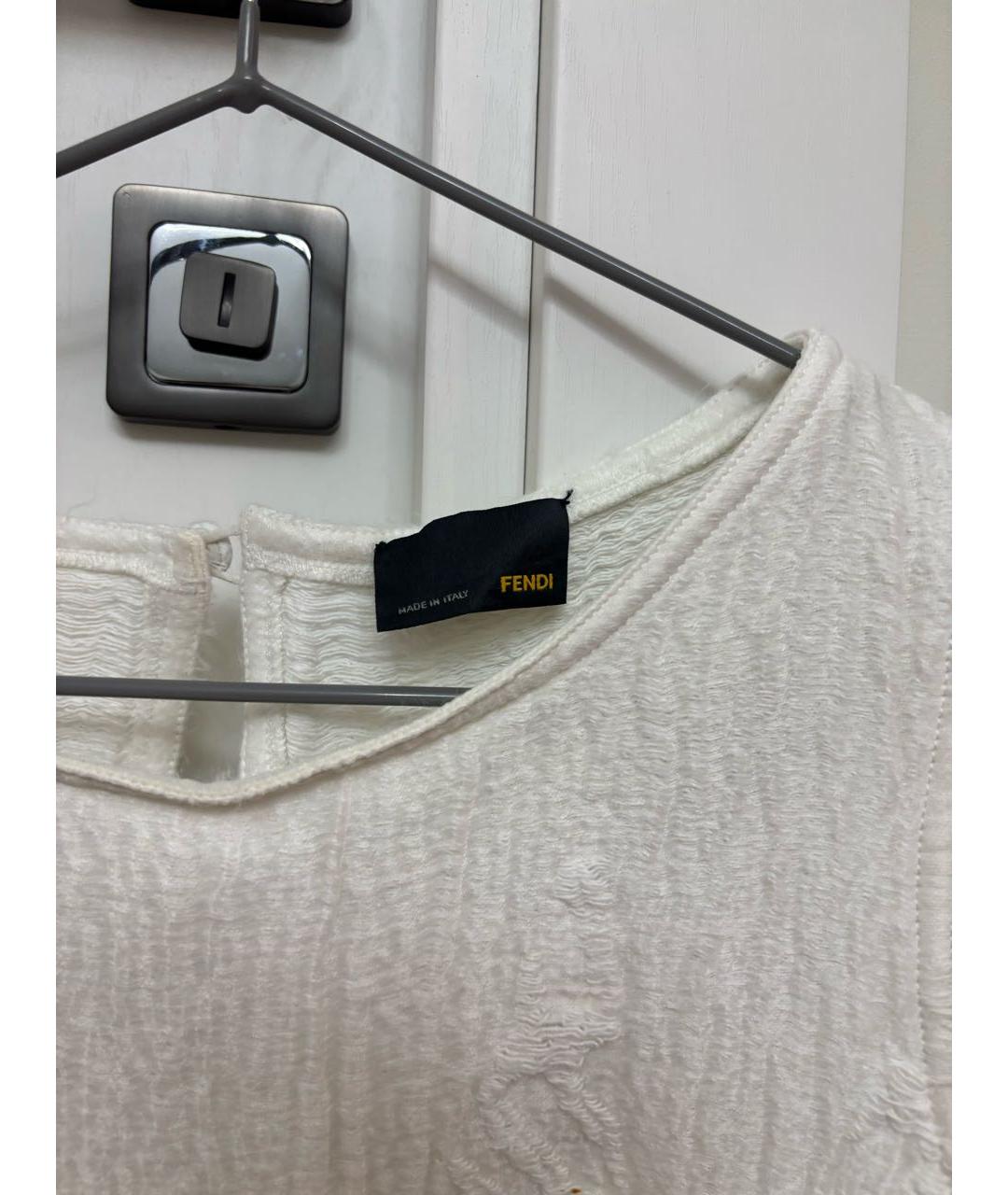 FENDI Белое хлопковое повседневное платье, фото 3