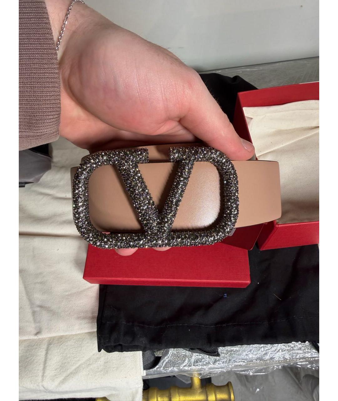 VALENTINO Бежевый кожаный ремень, фото 2