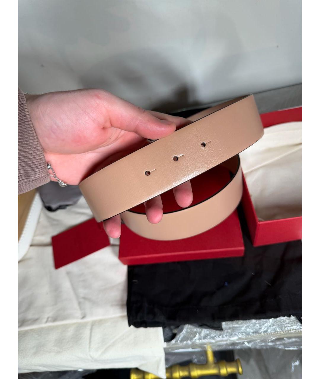 VALENTINO Бежевый кожаный ремень, фото 3