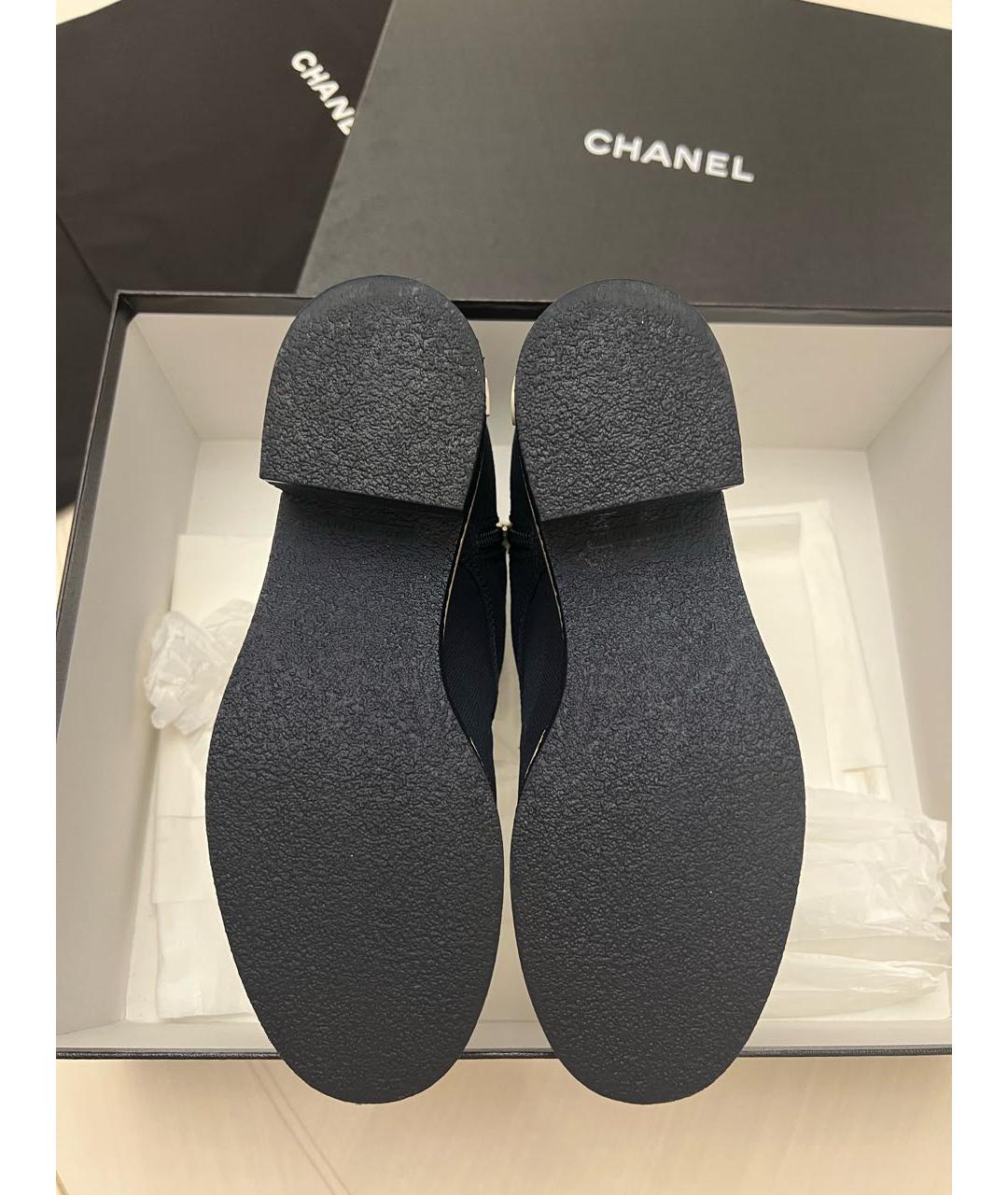 CHANEL Темно-синие текстильные ботинки, фото 6
