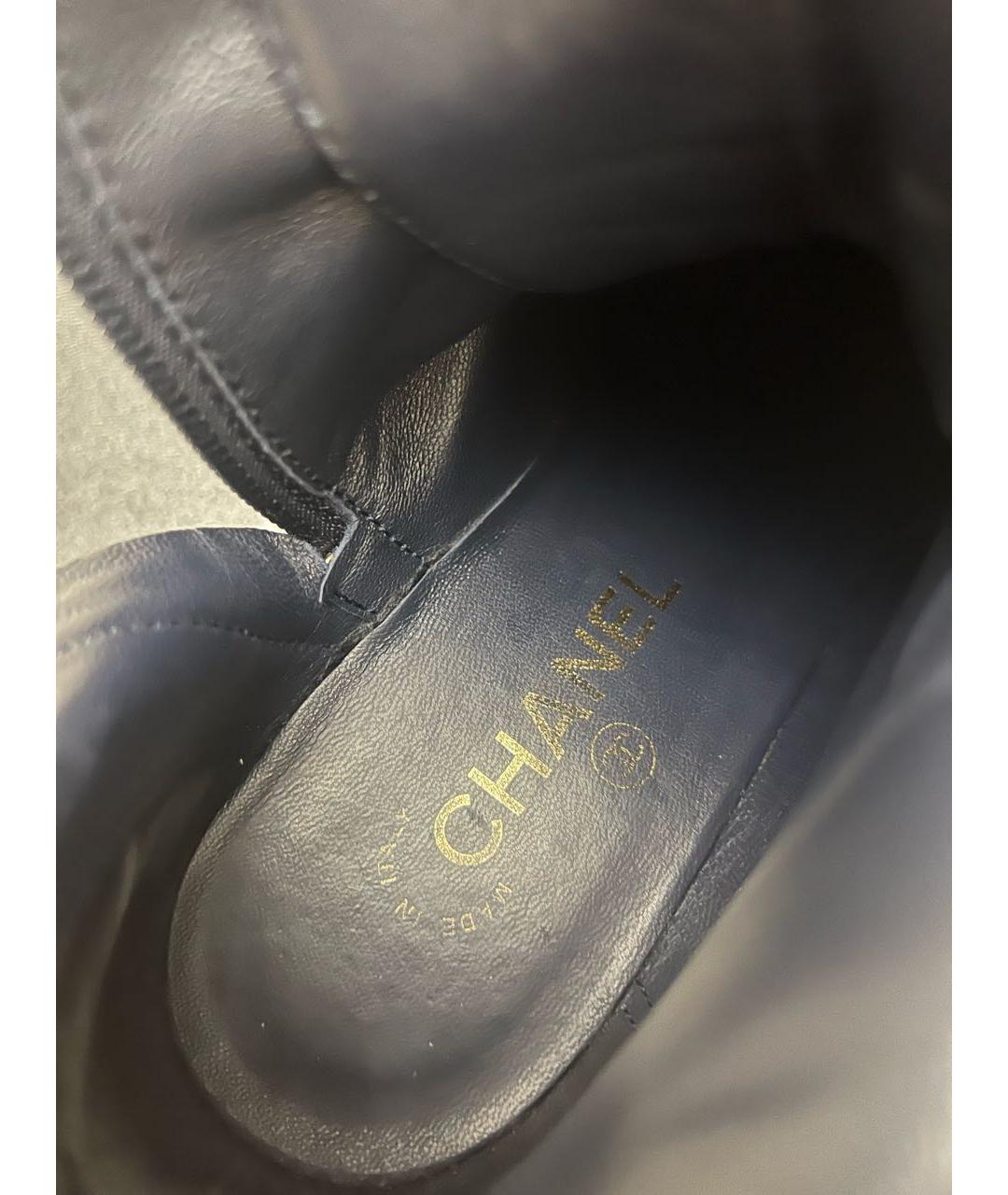 CHANEL Темно-синие текстильные ботинки, фото 8