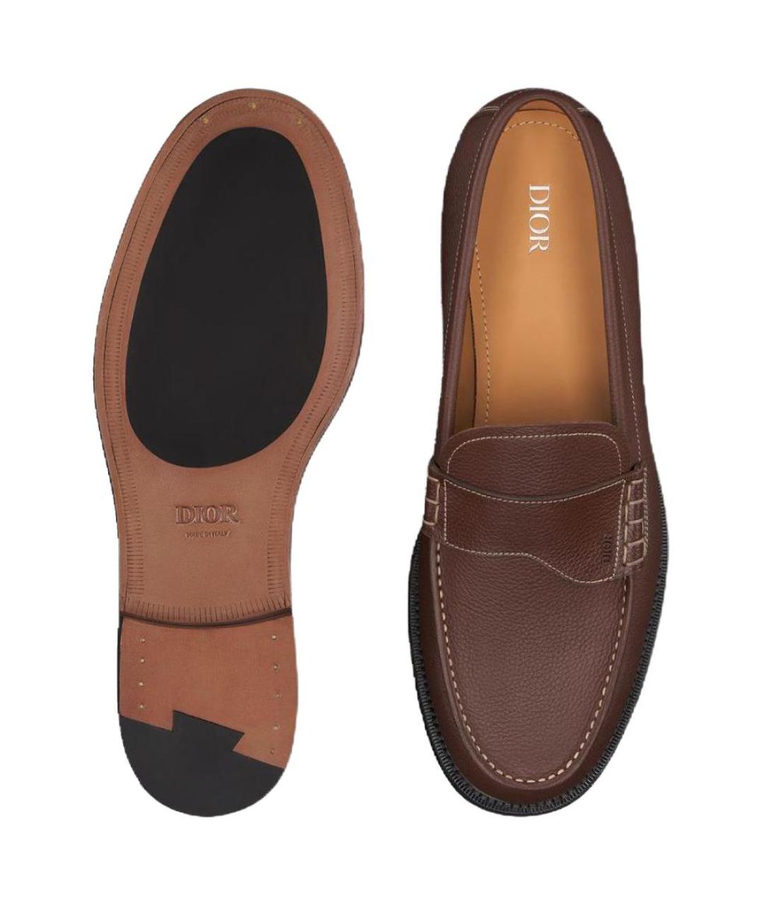 CHRISTIAN DIOR Красные кожаные лоферы, фото 5