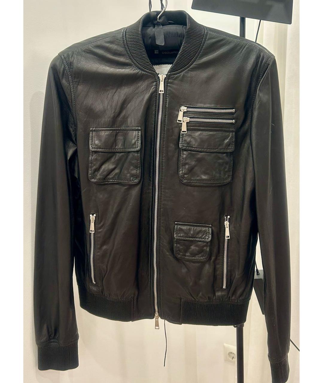 DSQUARED2 Черная кожаная куртка, фото 9