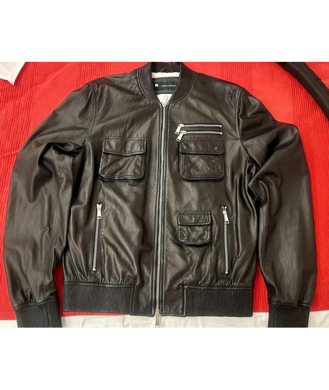 DSQUARED2 Черная кожаная куртка, фото 4