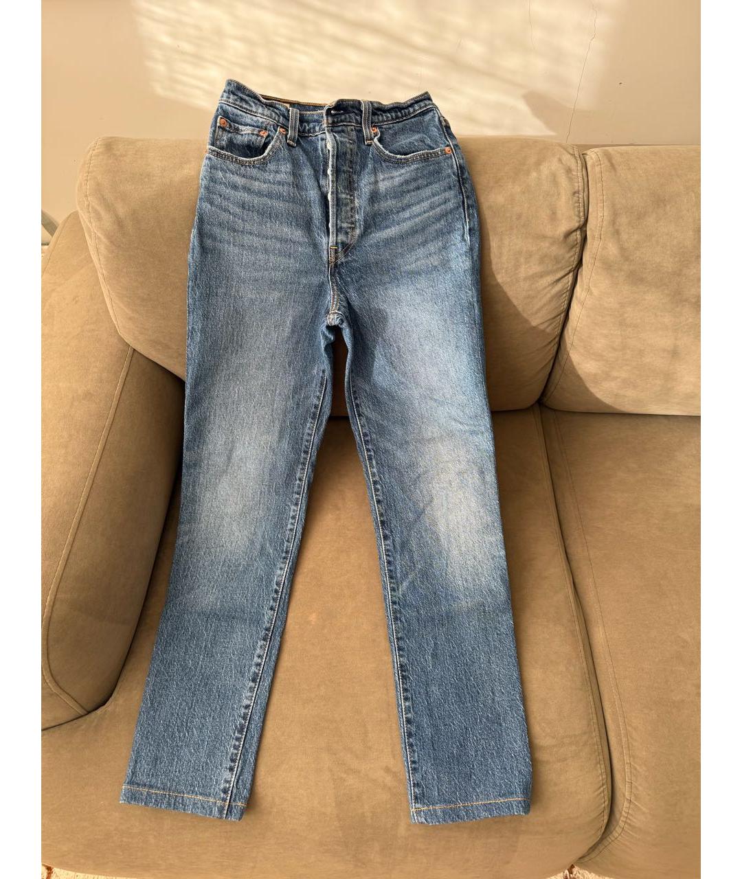 LEVI'S Темно-синие хлопковые прямые джинсы, фото 5