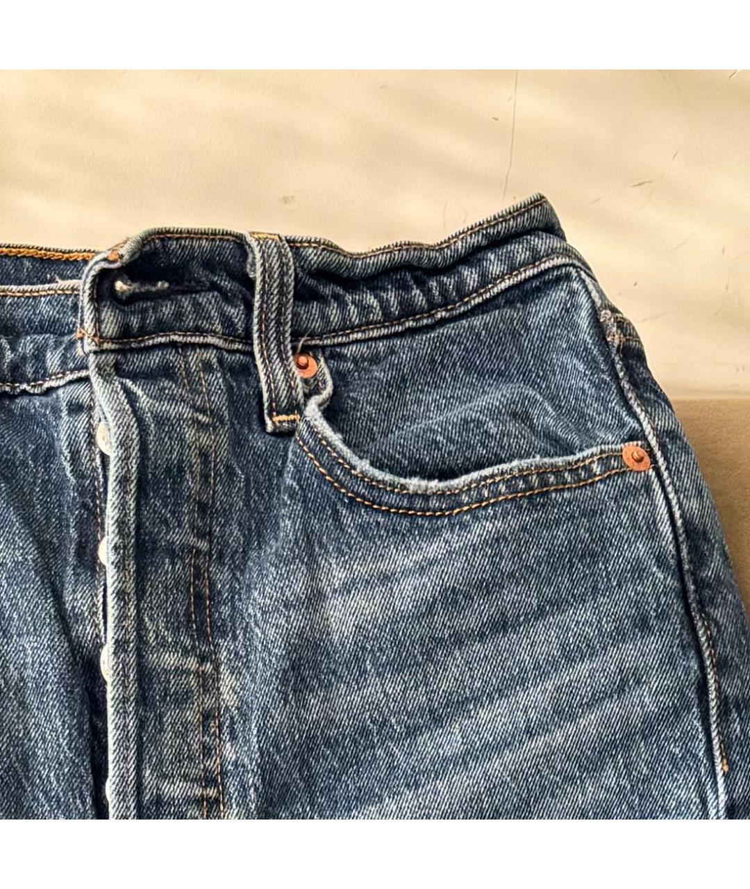 LEVI'S Темно-синие хлопковые прямые джинсы, фото 4