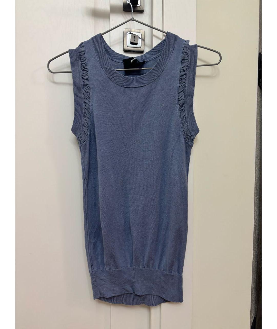 DOLCE&GABBANA Голубая хлопковая майка, фото 4