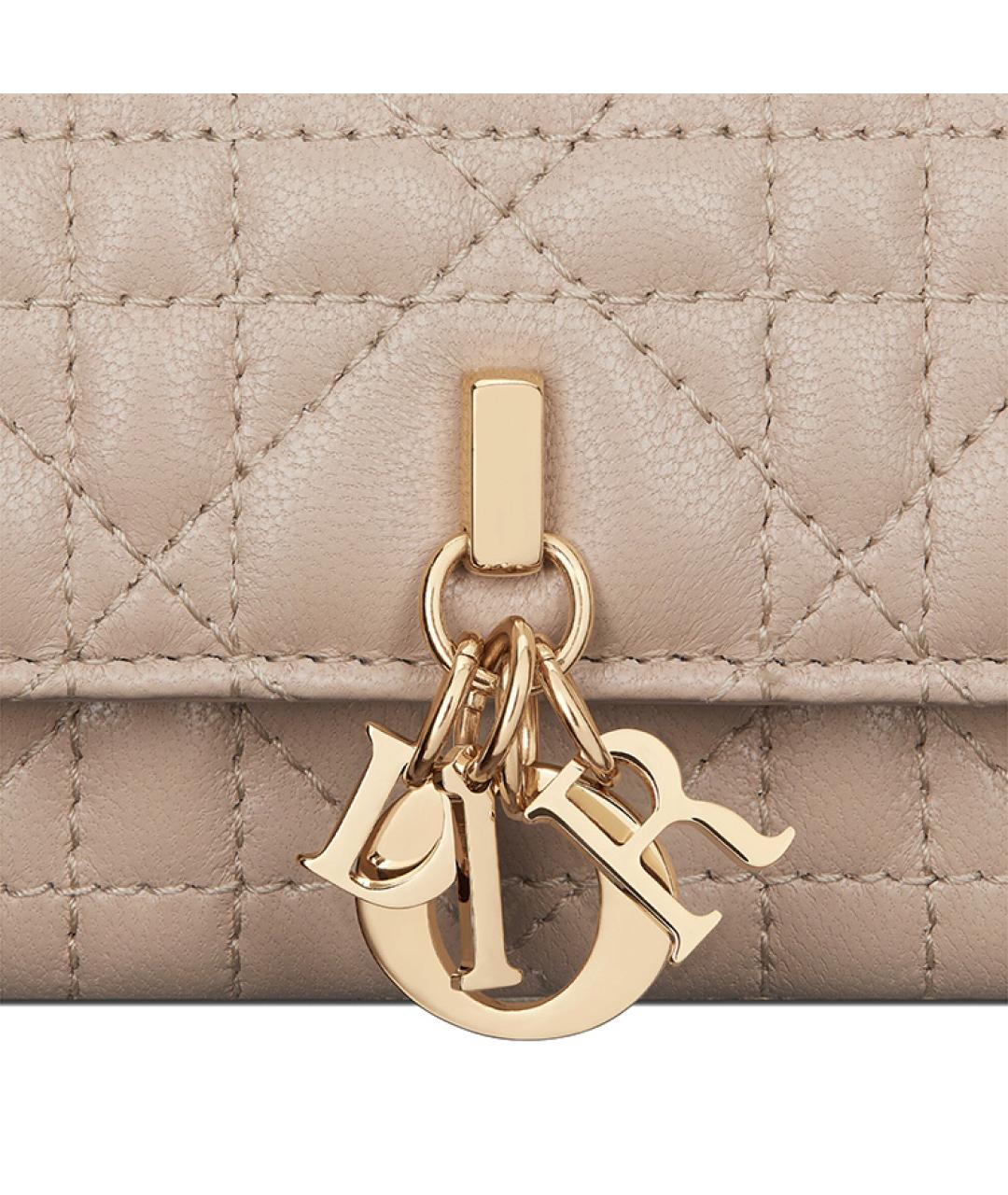 CHRISTIAN DIOR Бежевый кожаный кошелек, фото 5