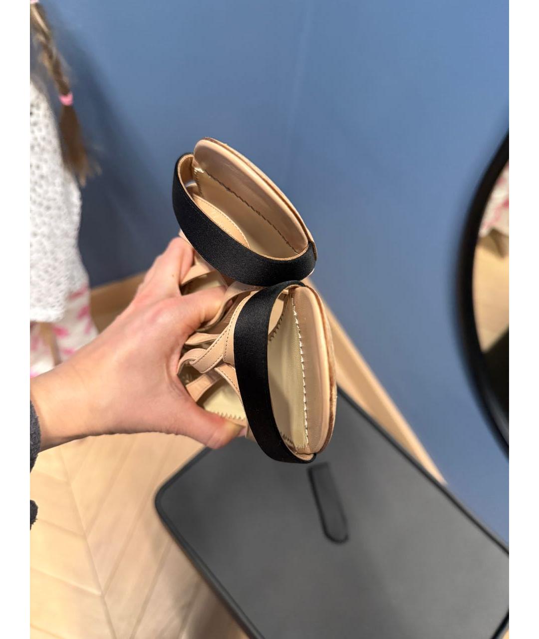 CHANEL Бежевые кожаные босоножки, фото 6