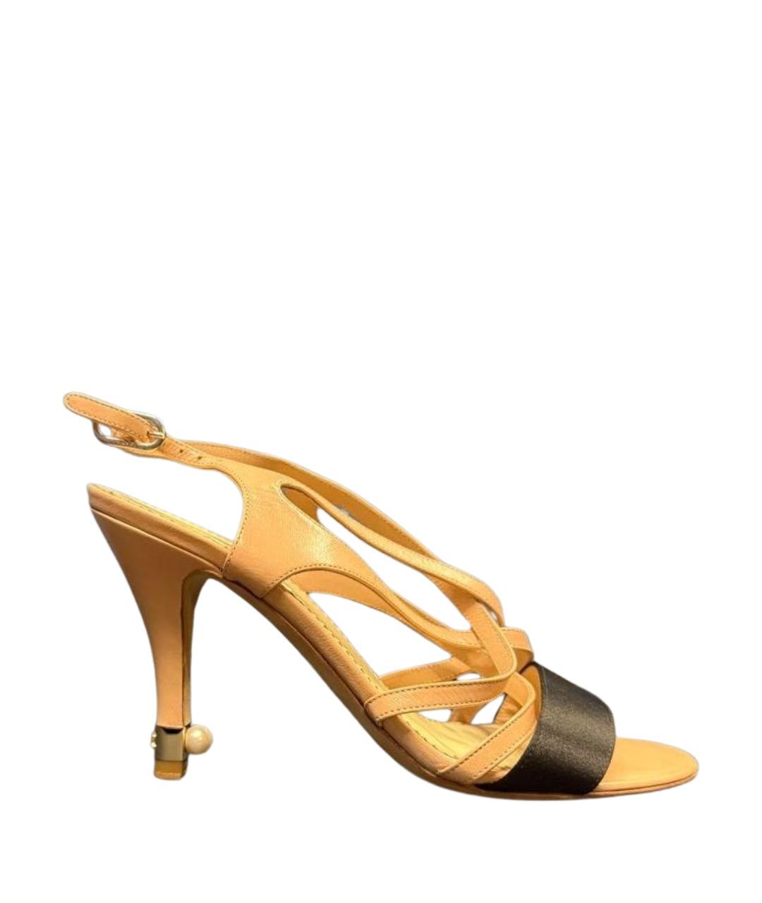 CHANEL Бежевые кожаные босоножки, фото 1