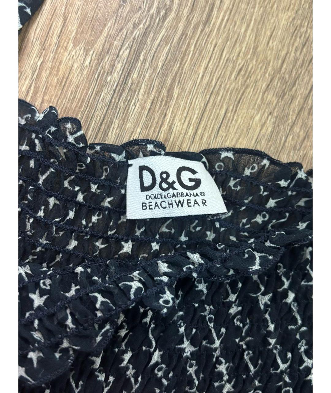 DOLCE&GABBANA Темно-синий синтетический сарафан, фото 3