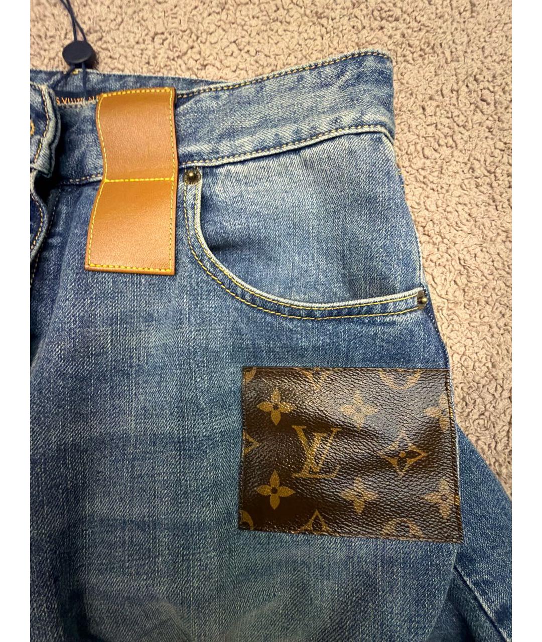 LOUIS VUITTON Синие хлопковые прямые джинсы, фото 4