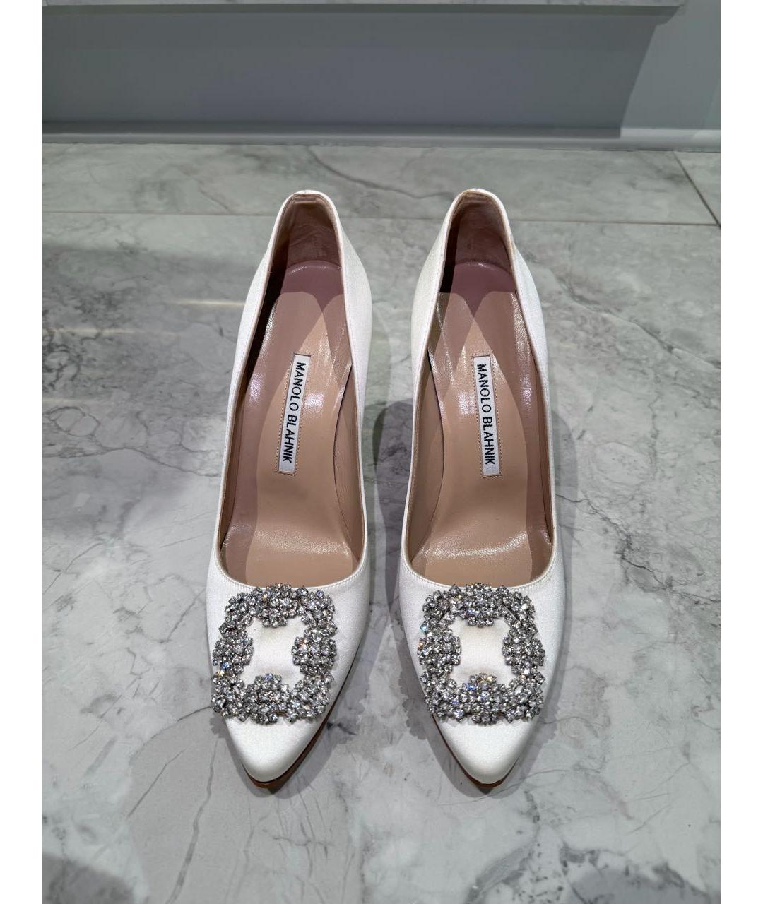 MANOLO BLAHNIK Белые текстильные туфли, фото 4