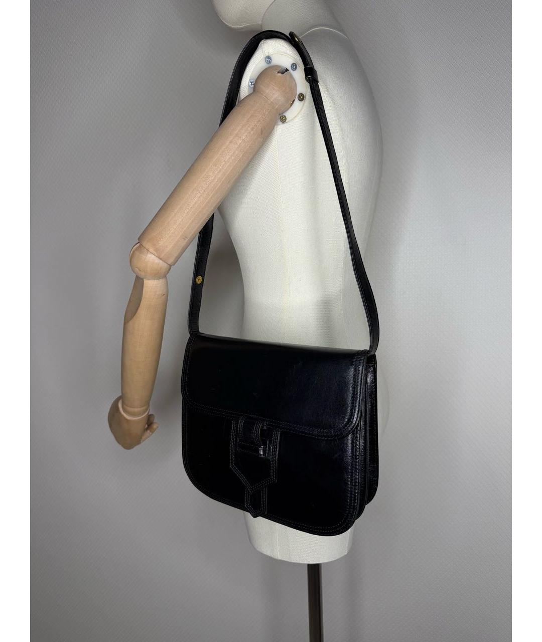 YVES SAINT LAURENT VINTAGE Черная кожаная сумка через плечо, фото 8