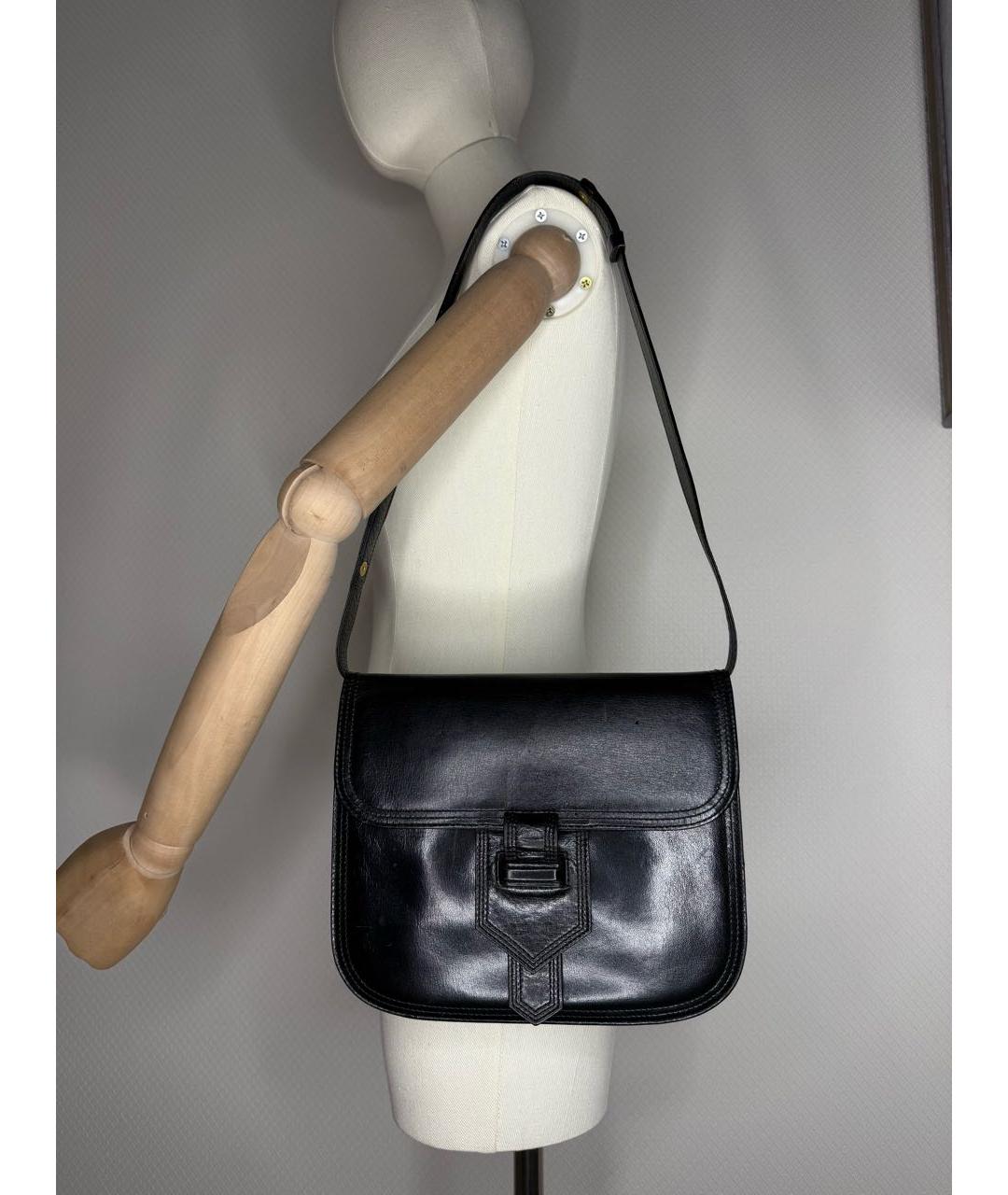 YVES SAINT LAURENT VINTAGE Черная кожаная сумка через плечо, фото 5