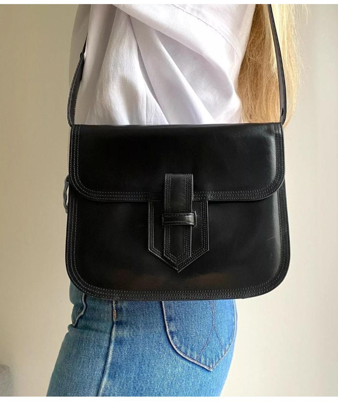 YVES SAINT LAURENT VINTAGE Черная кожаная сумка через плечо, фото 2