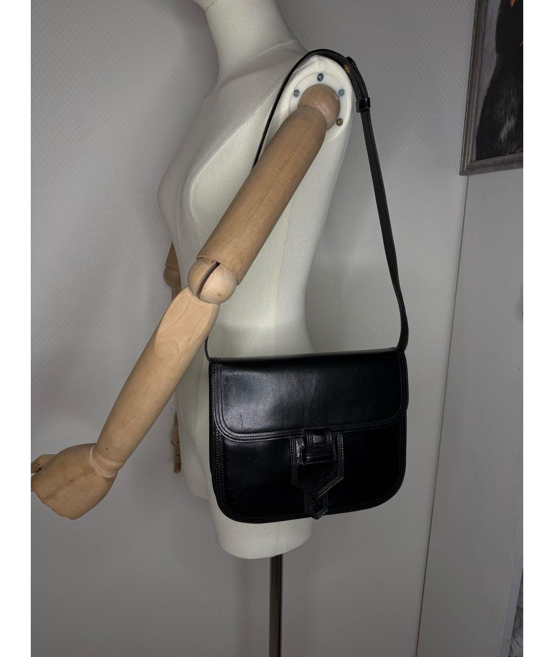 YVES SAINT LAURENT VINTAGE Черная кожаная сумка через плечо, фото 6