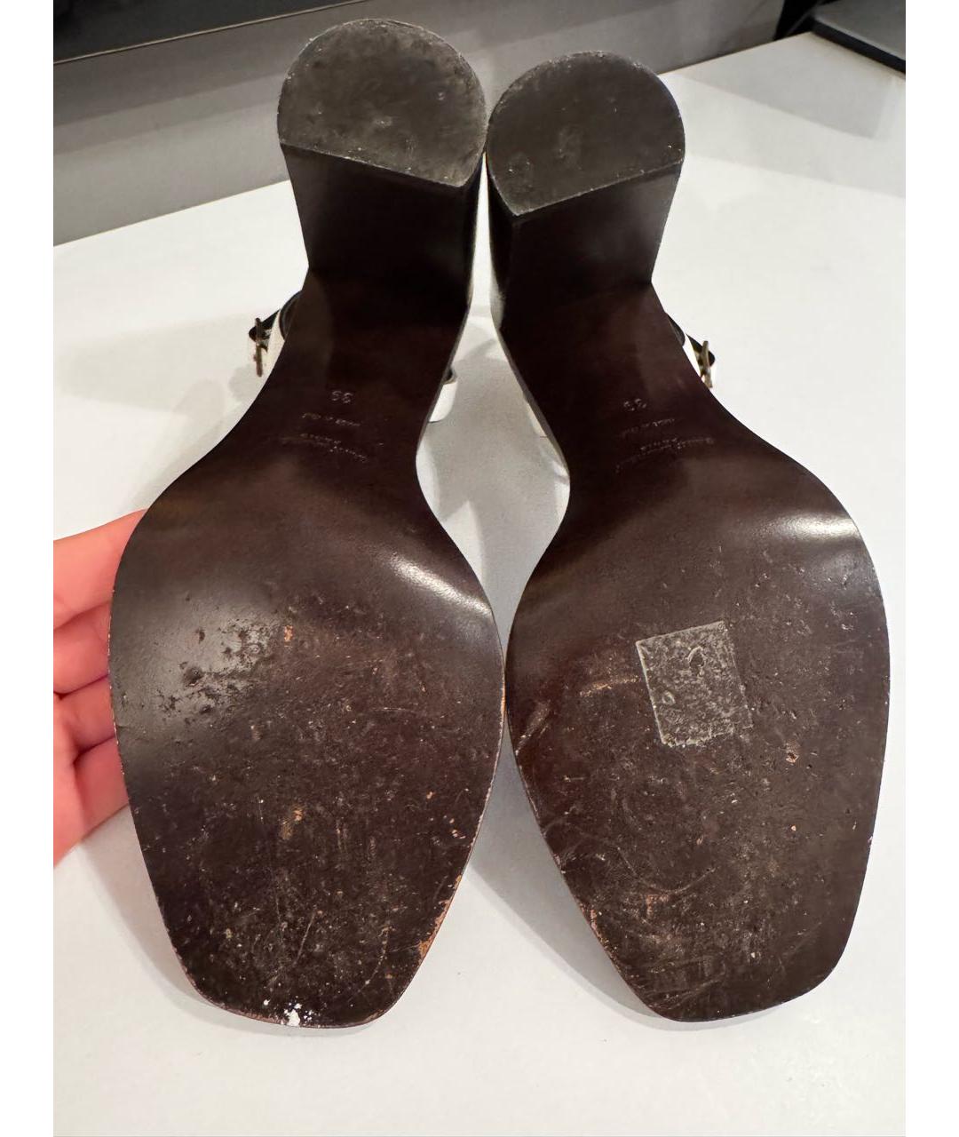 SAINT LAURENT Белые кожаные босоножки, фото 5