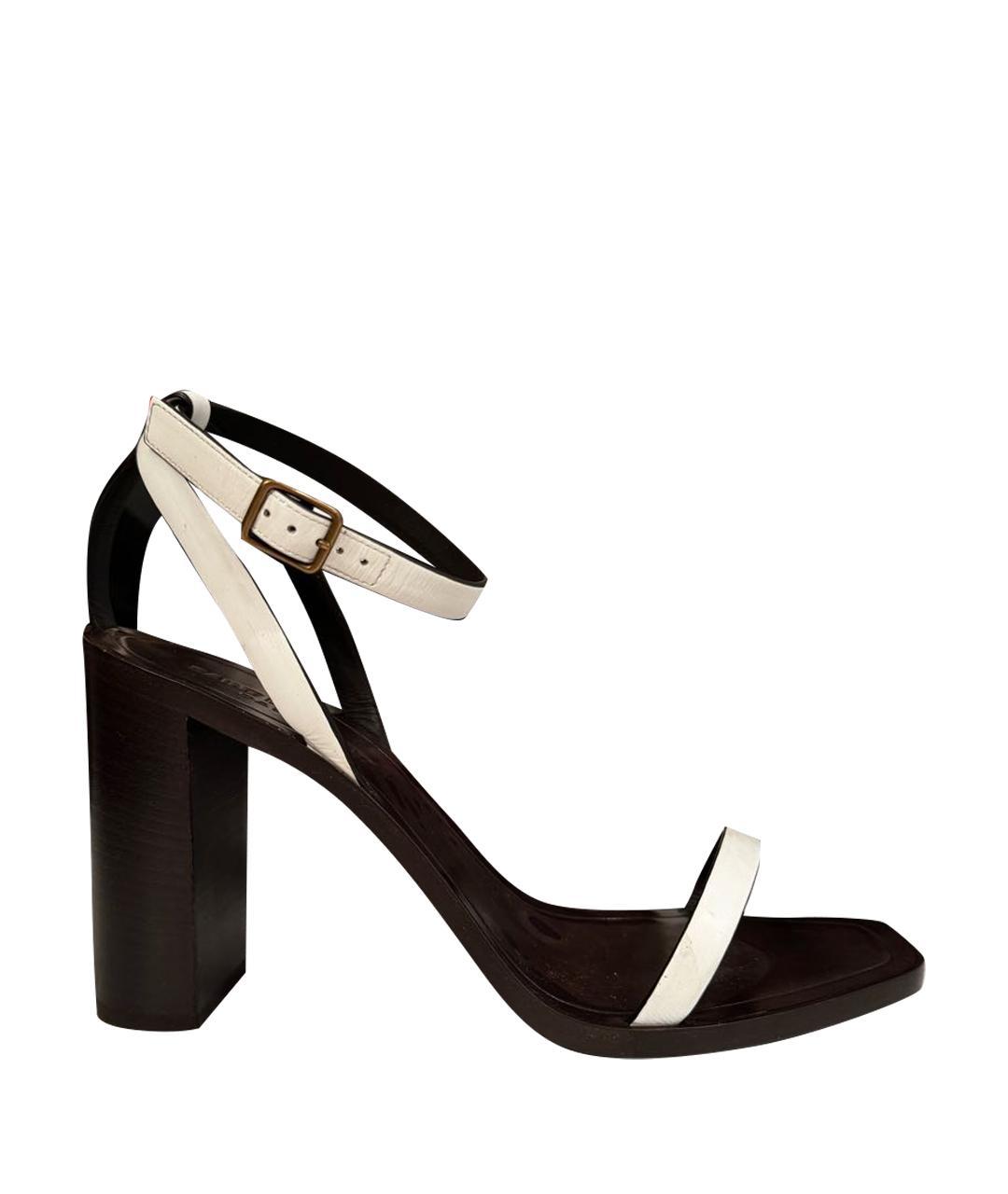 SAINT LAURENT Белые кожаные босоножки, фото 1