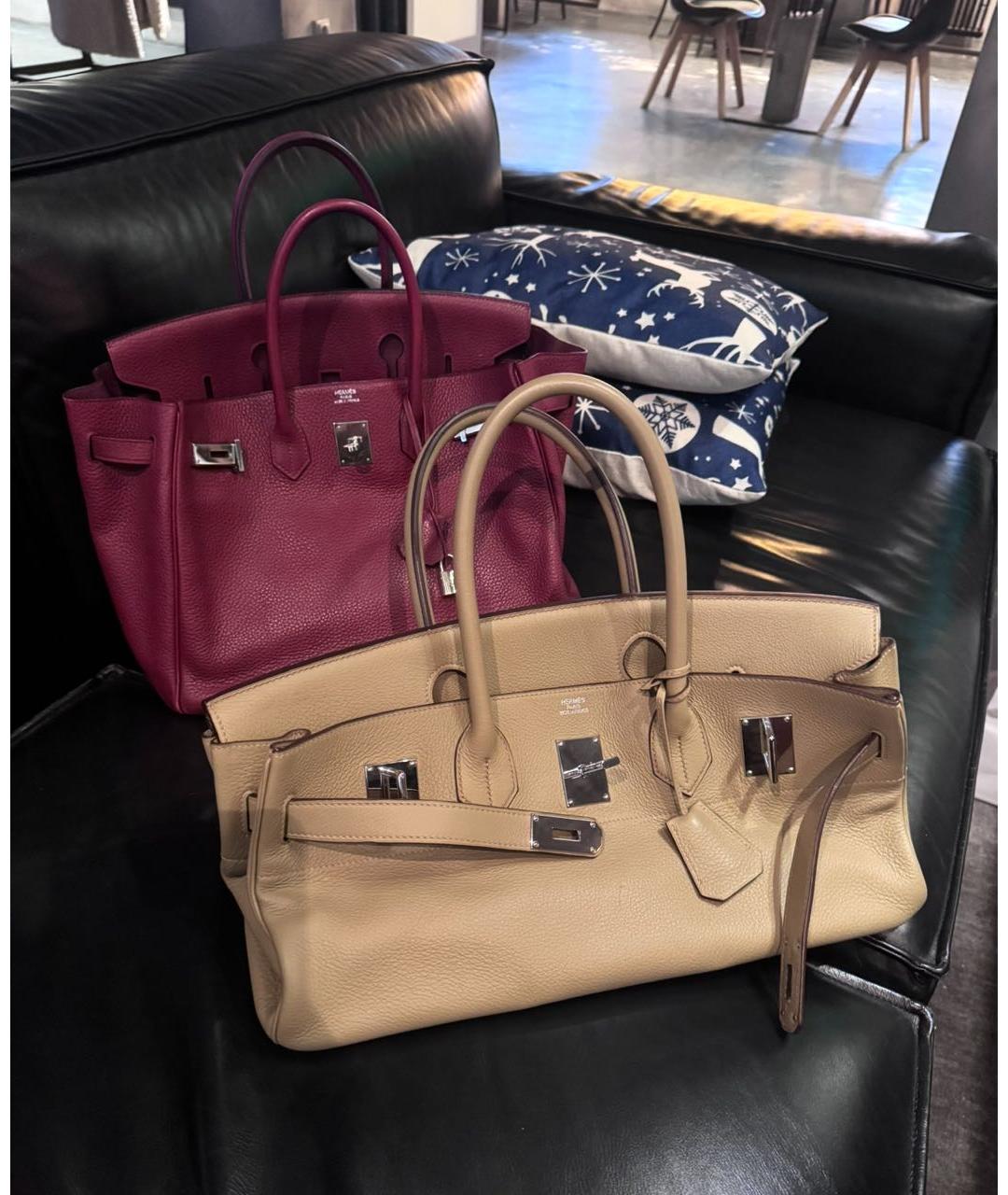 HERMES Бежевая кожаная сумка с короткими ручками, фото 7