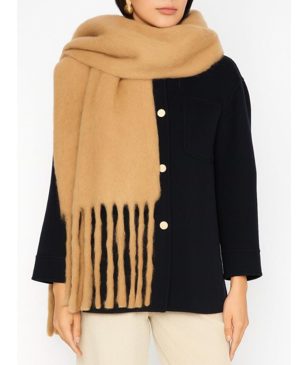 ELISABETTA FRANCHI Бежевый шерстяной шарф, фото 5