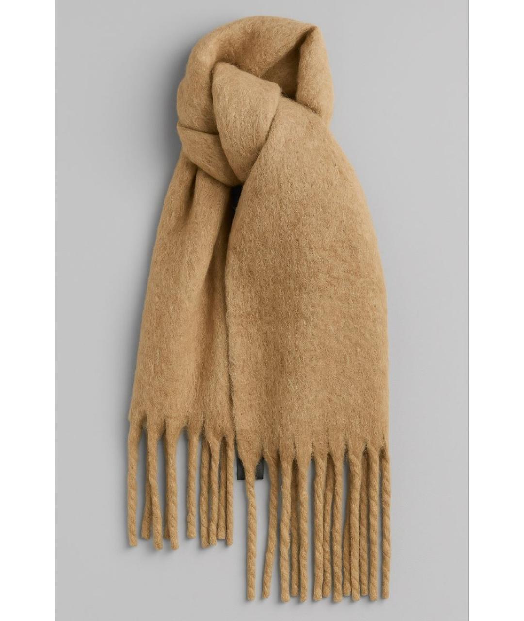 ELISABETTA FRANCHI Бежевый шерстяной шарф, фото 6