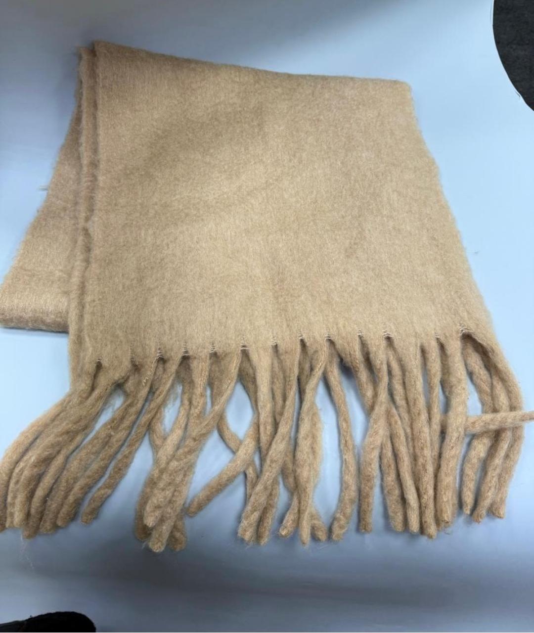 ELISABETTA FRANCHI Бежевый шерстяной шарф, фото 2