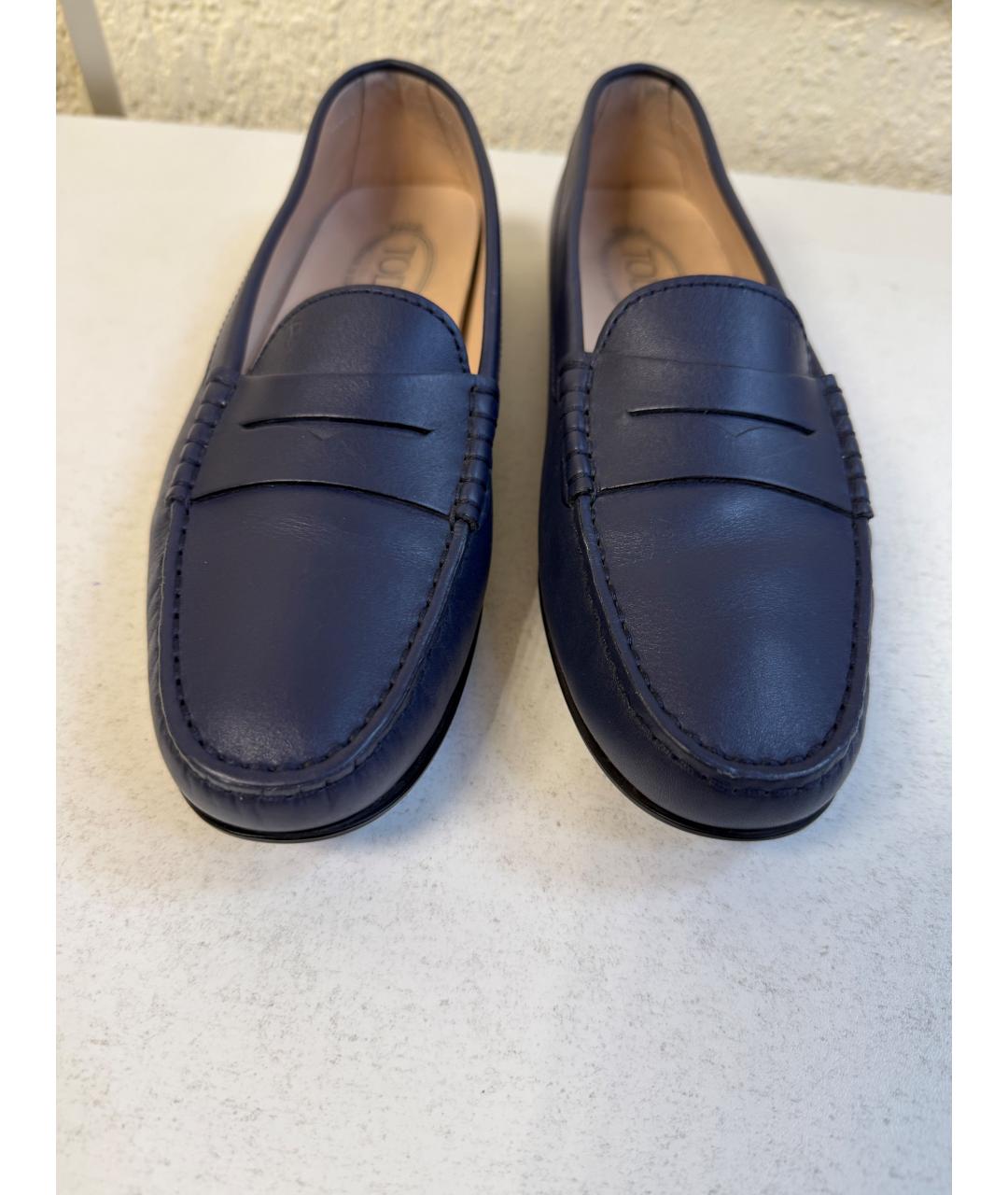 TOD'S Синие кожаные лоферы, фото 3