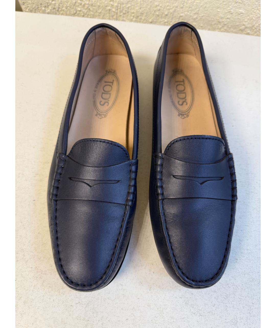 TOD'S Синие кожаные лоферы, фото 4