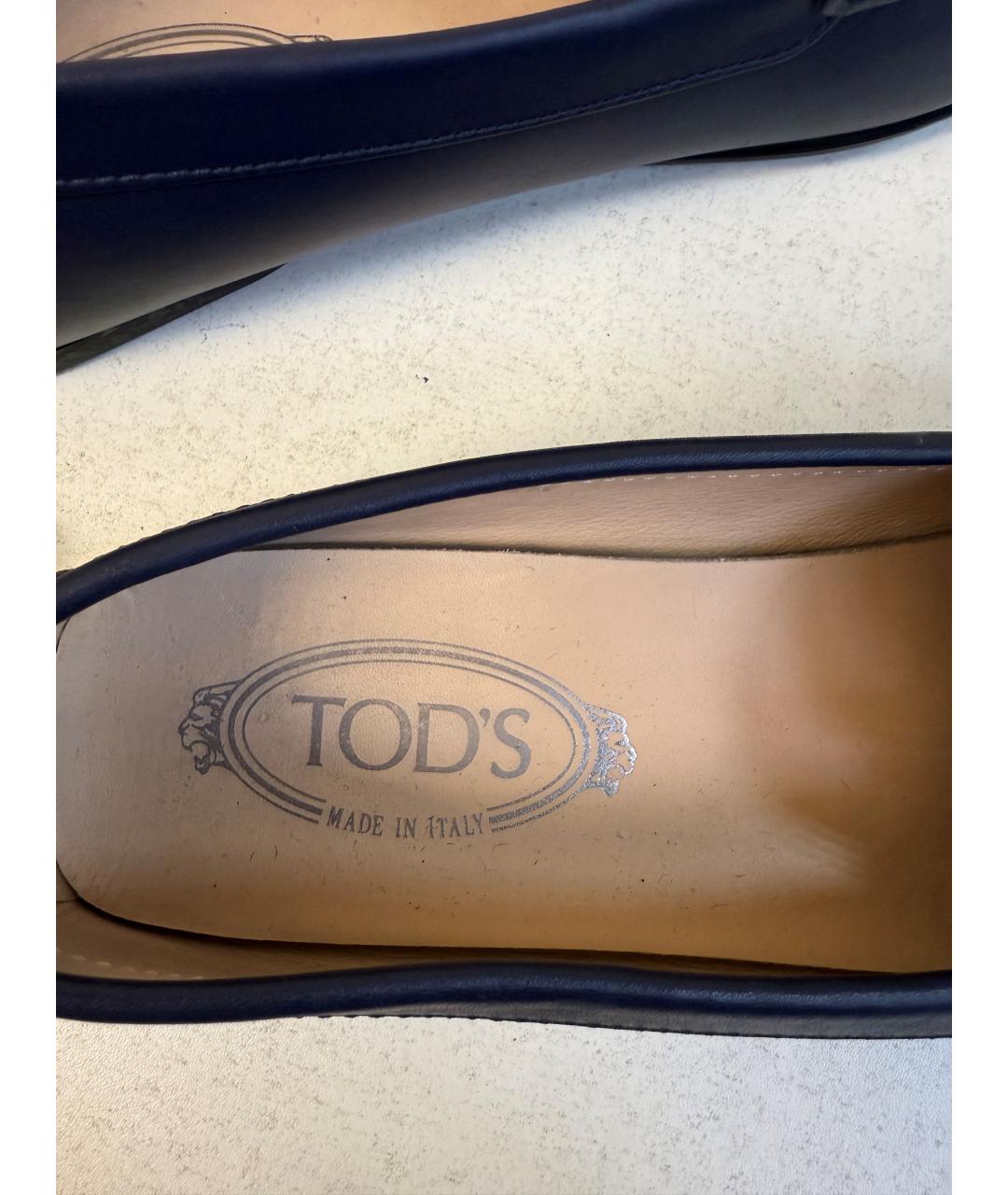 TOD'S Синие кожаные лоферы, фото 5