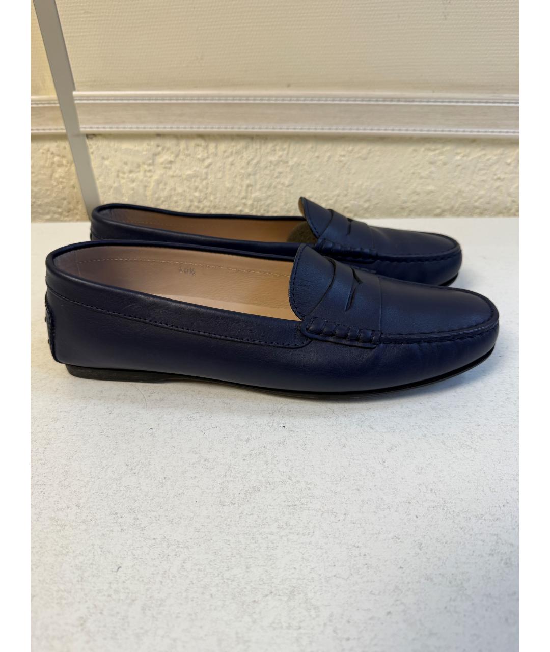TOD'S Синие кожаные лоферы, фото 10