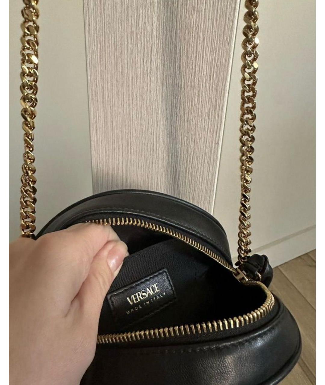 VERSACE Черная кожаная сумка через плечо, фото 3