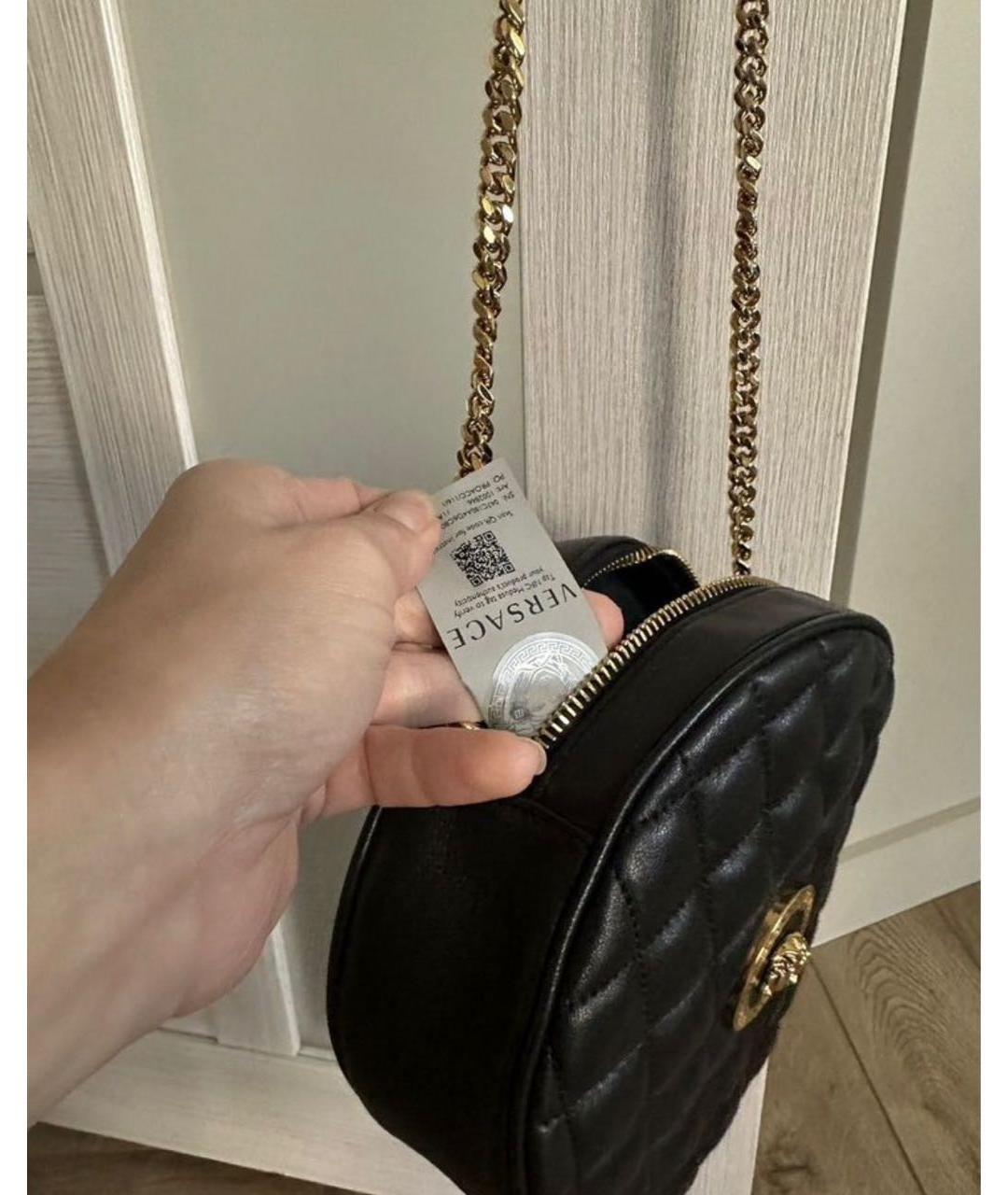 VERSACE Черная кожаная сумка через плечо, фото 4