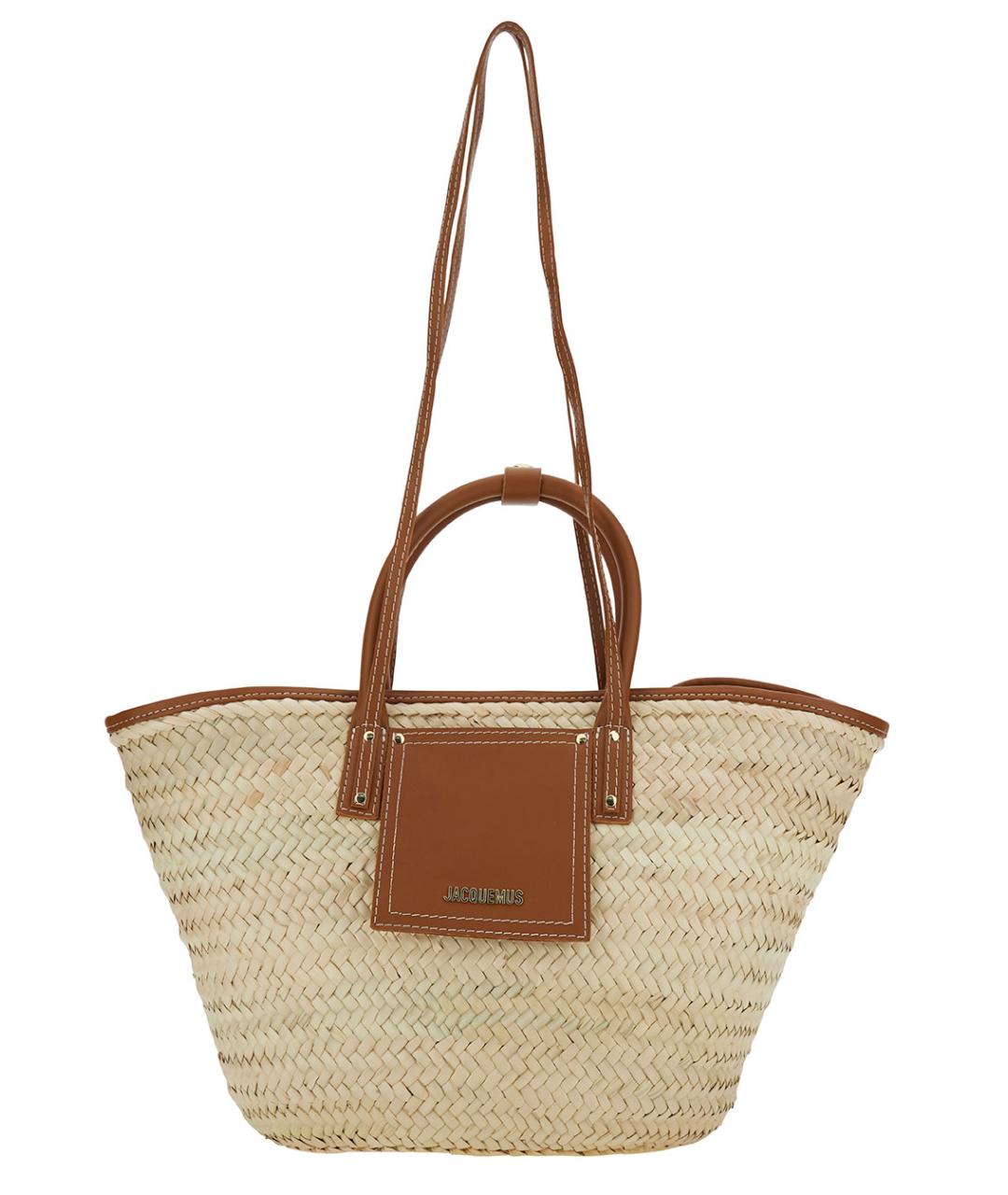 JACQUEMUS Бежевая пелетеная сумка тоут, фото 1