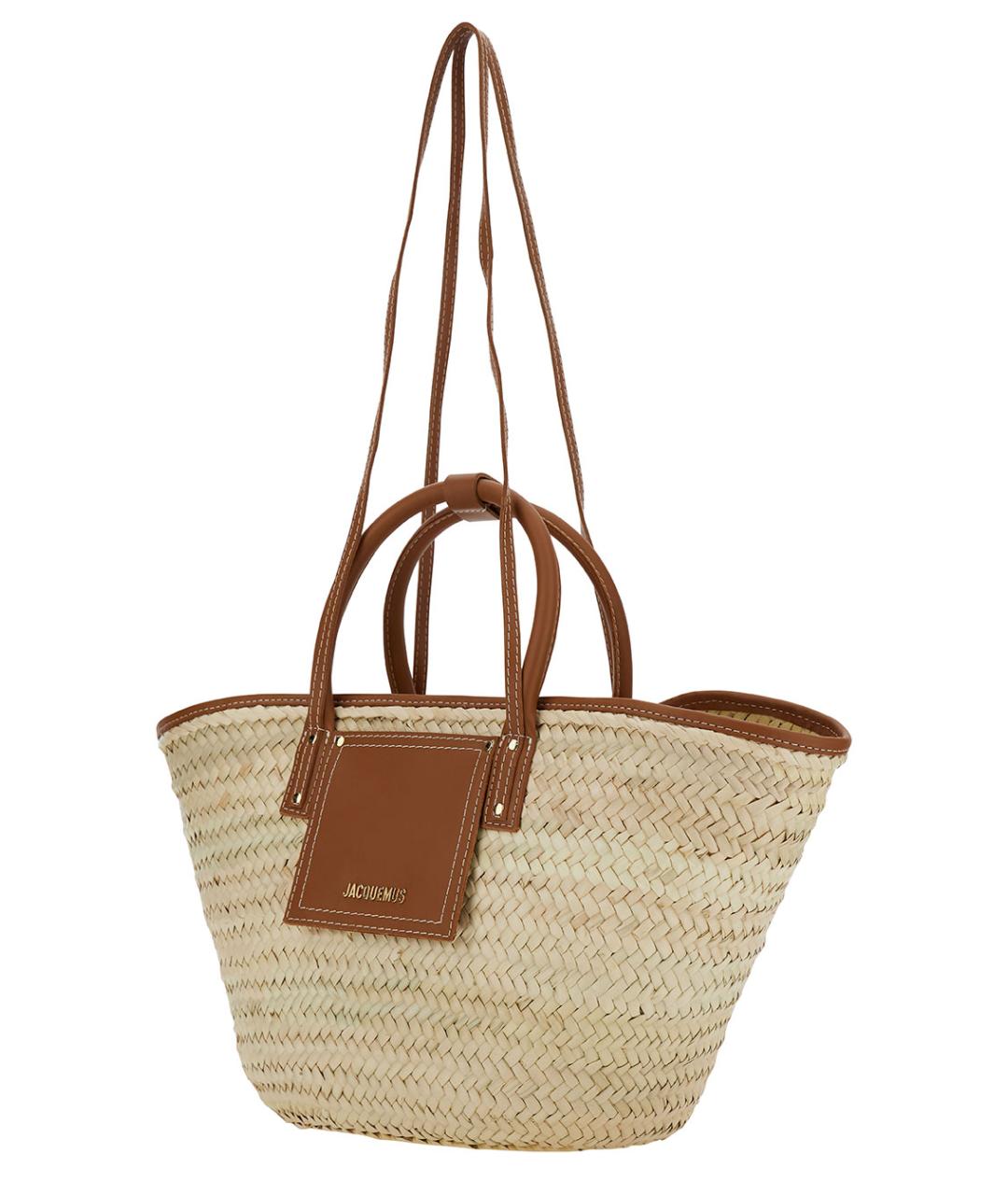 JACQUEMUS Бежевая пелетеная сумка тоут, фото 2