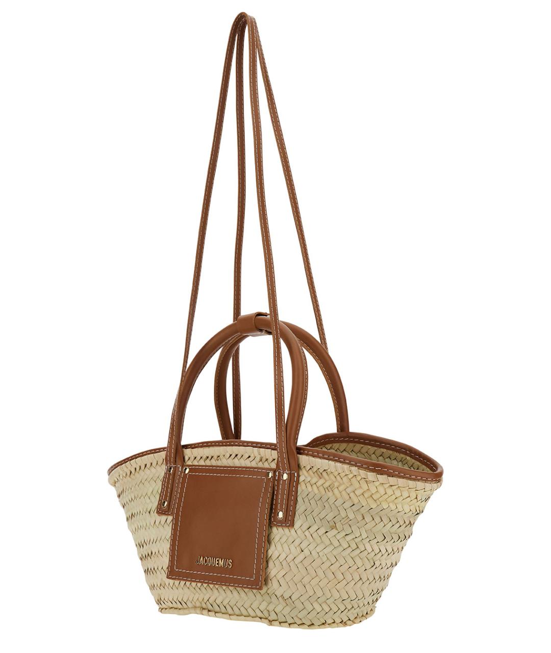 JACQUEMUS Бежевая пелетеная сумка тоут, фото 2