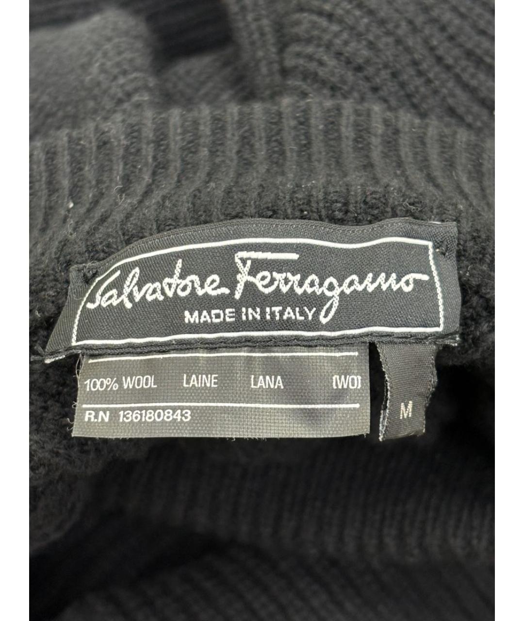 FERRAGAMO Черный шерстяной джемпер / свитер, фото 3