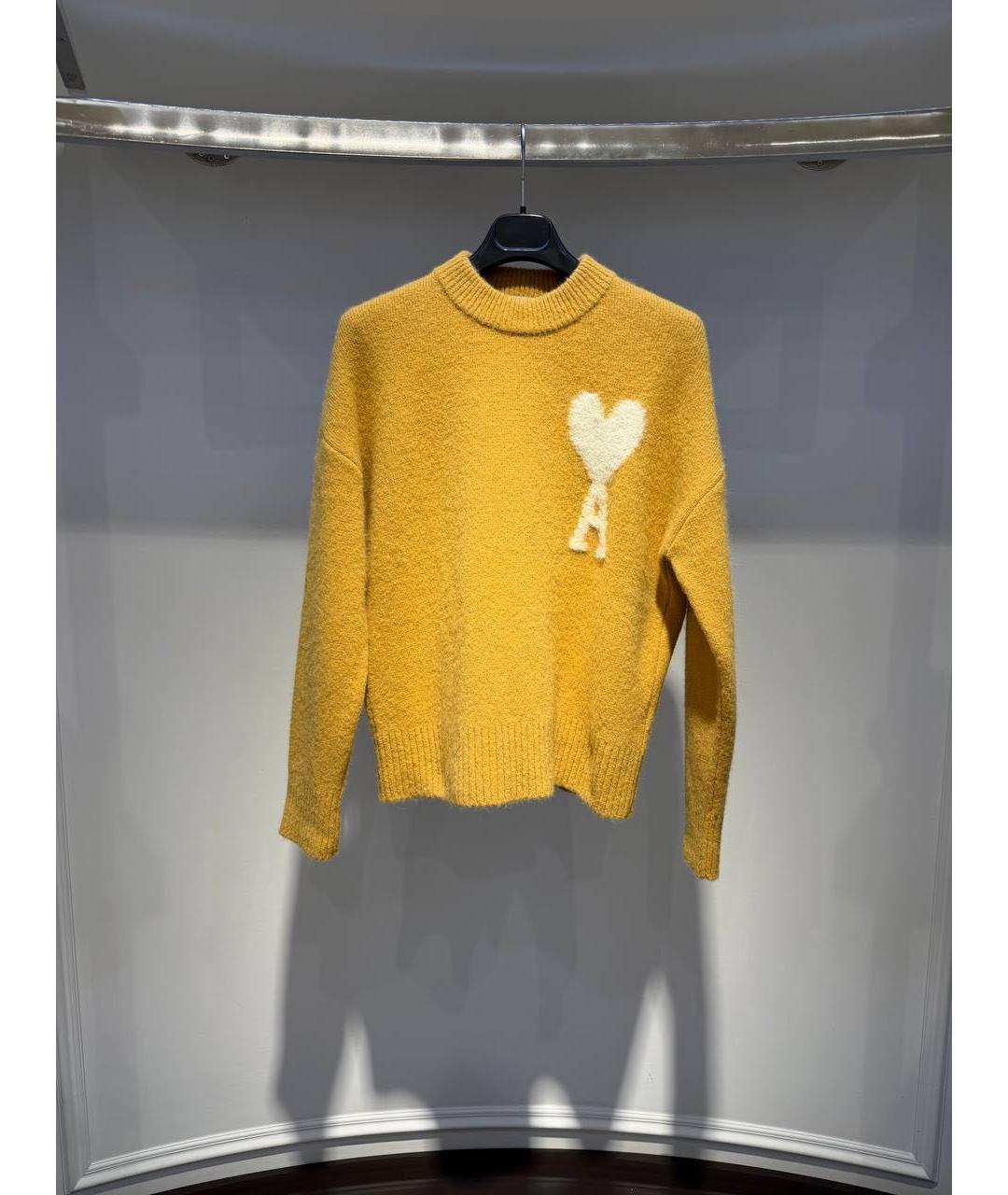 Ami Paris Горчичный шерстяной джемпер / свитер, фото 2