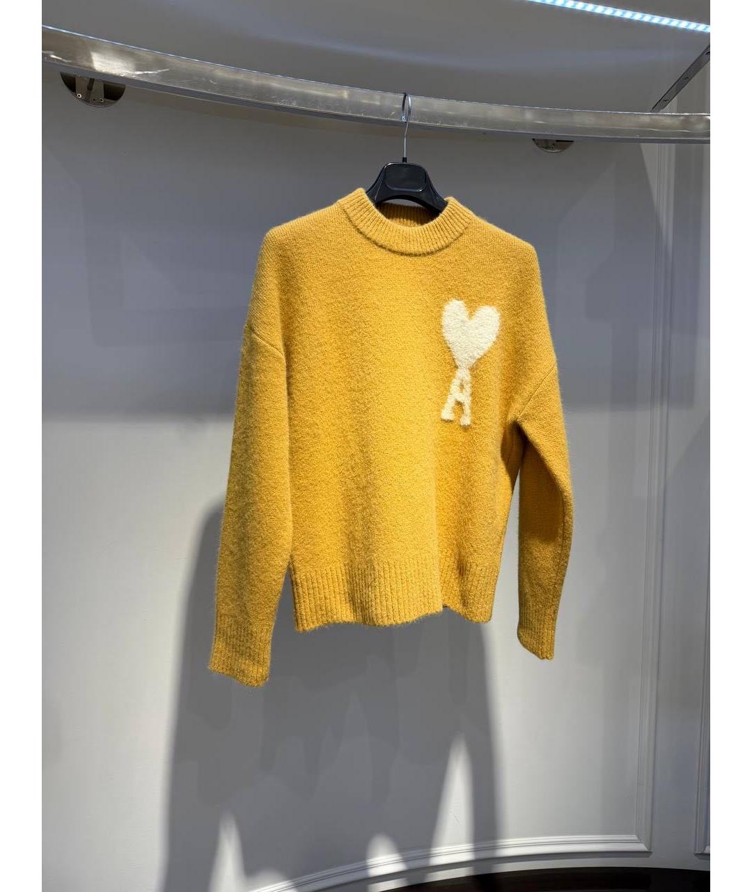 Ami Paris Горчичный шерстяной джемпер / свитер, фото 4
