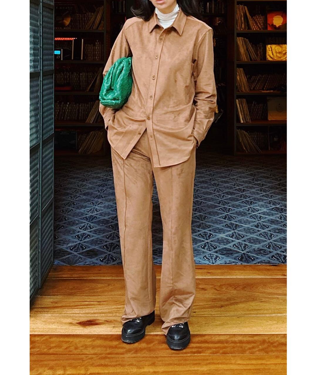 THEORY Коричневый замшевый костюм с брюками, фото 9