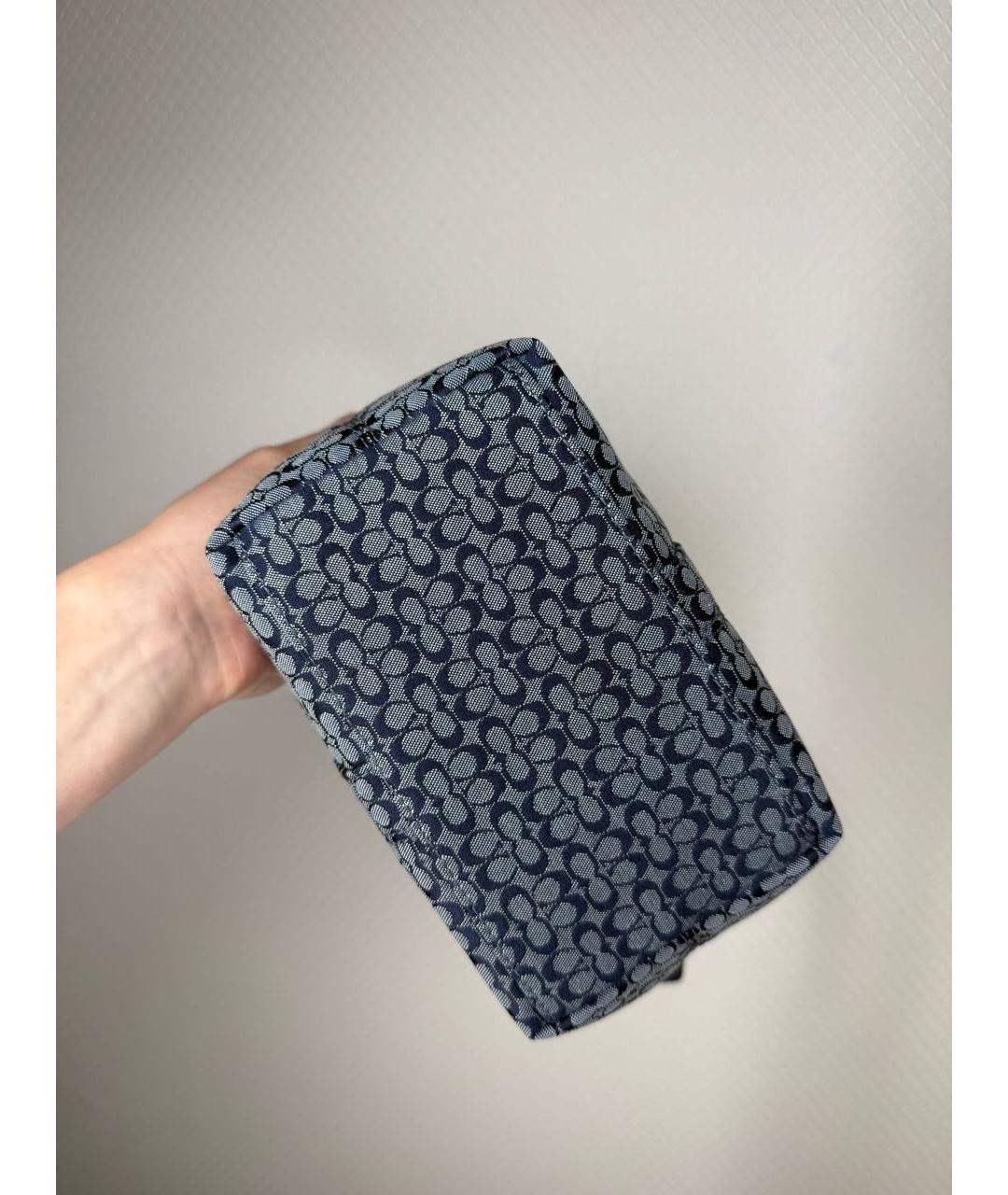 COACH Синяя тканевая сумка с короткими ручками, фото 5