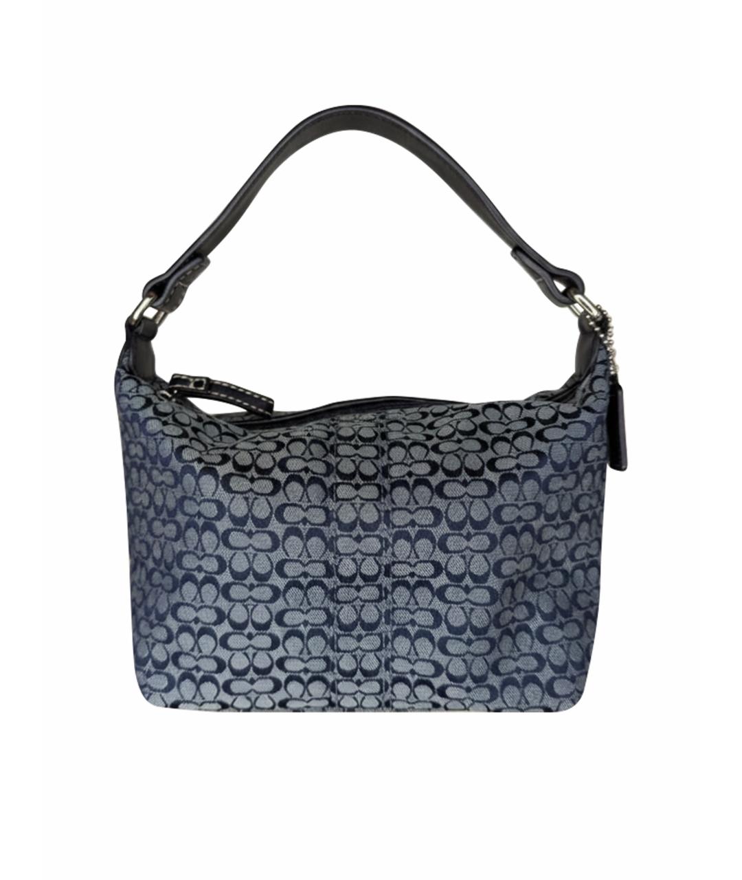 COACH Синяя тканевая сумка с короткими ручками, фото 1