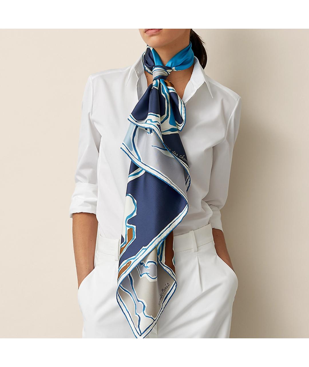 HERMES Мульти шелковый шарф, фото 5