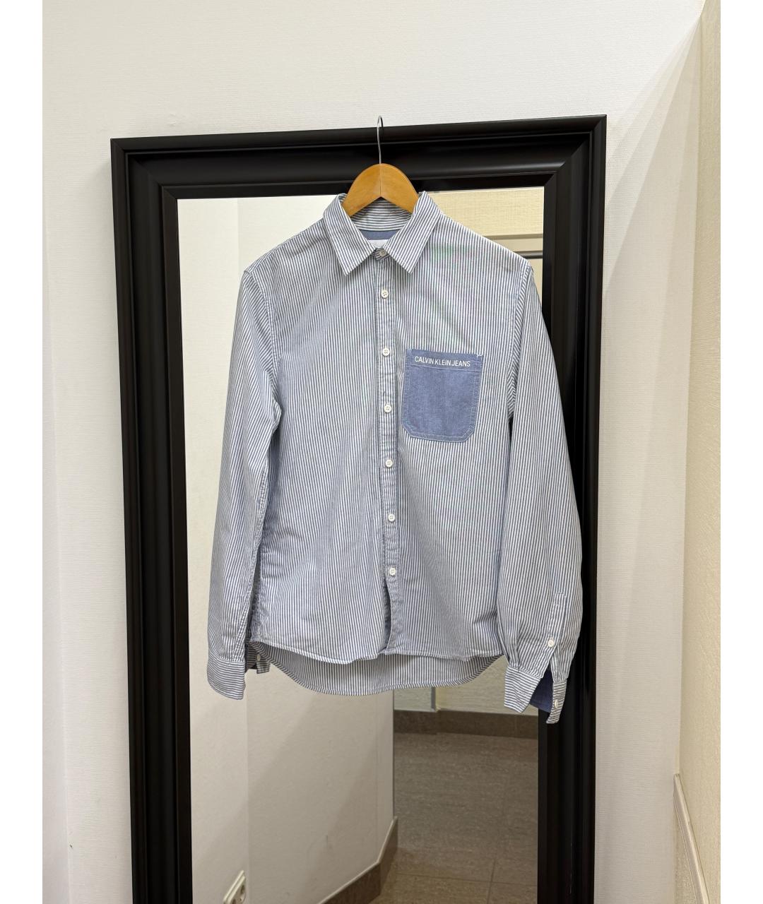 CALVIN KLEIN Голубая хлопковая кэжуал рубашка, фото 8
