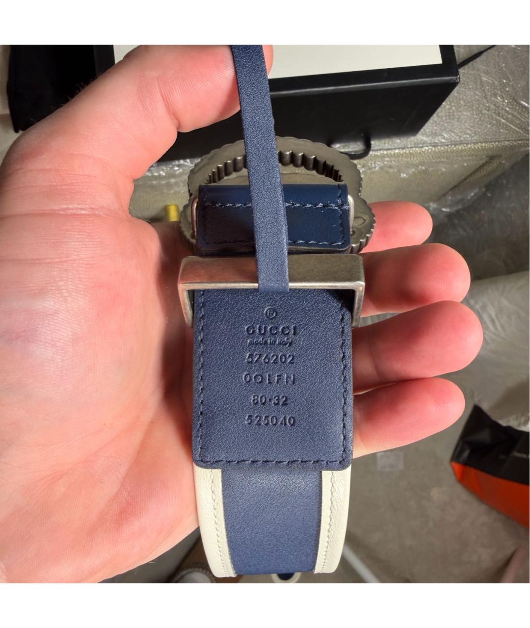 GUCCI Синий кожаный ремень, фото 3