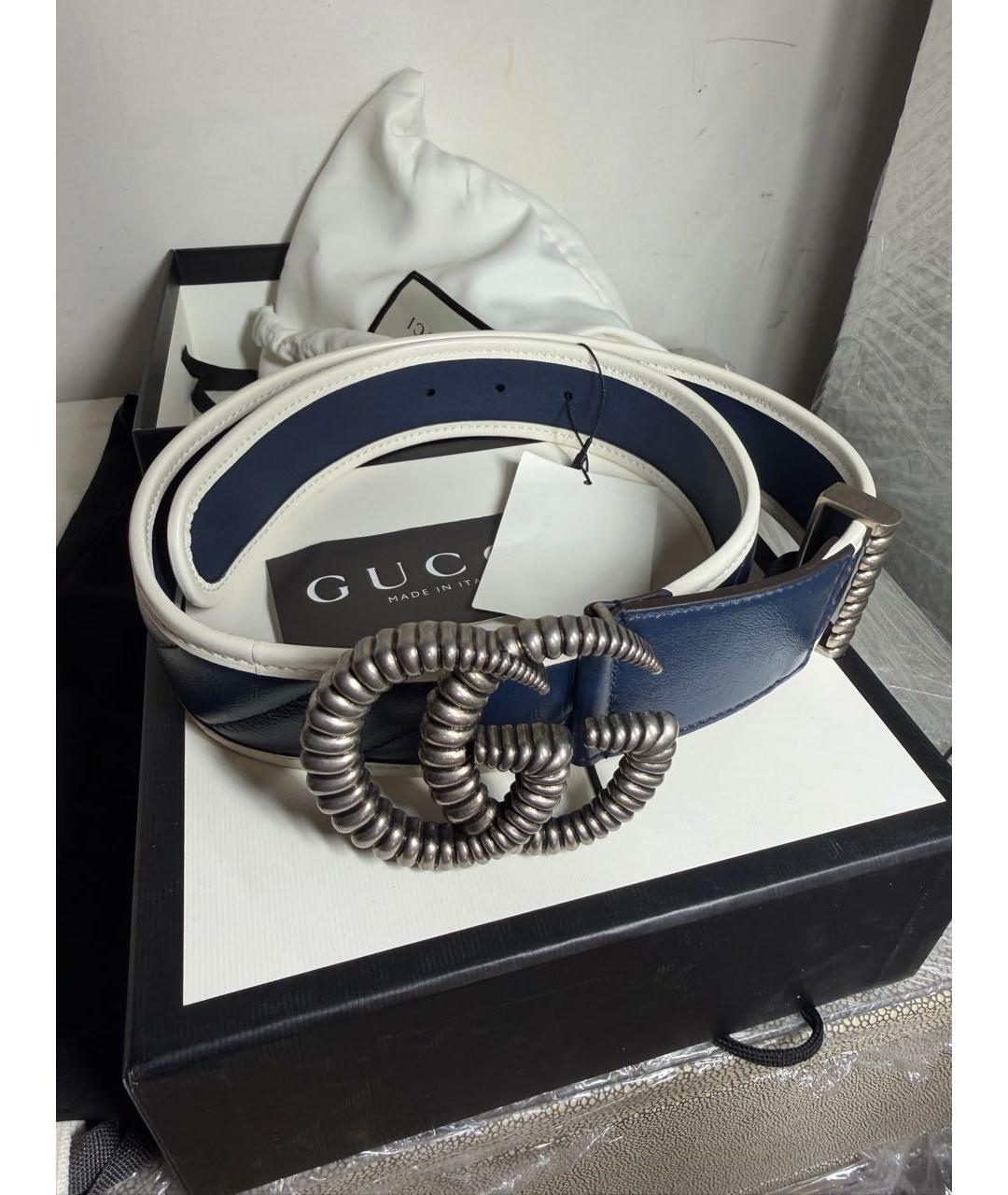 GUCCI Синий кожаный ремень, фото 5