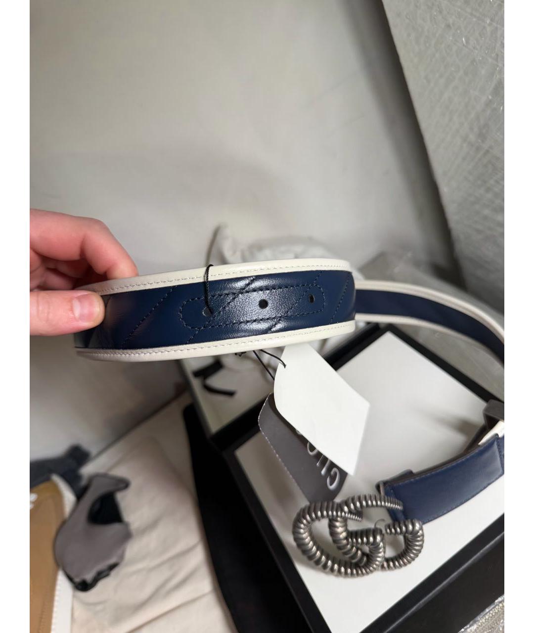 GUCCI Синий кожаный ремень, фото 4