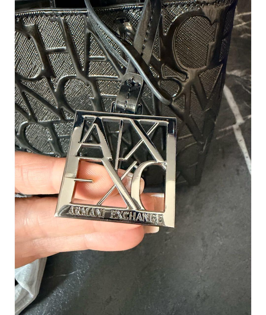 ARMANI EXCHANGE Черная сумка с короткими ручками из искусственной кожи, фото 8