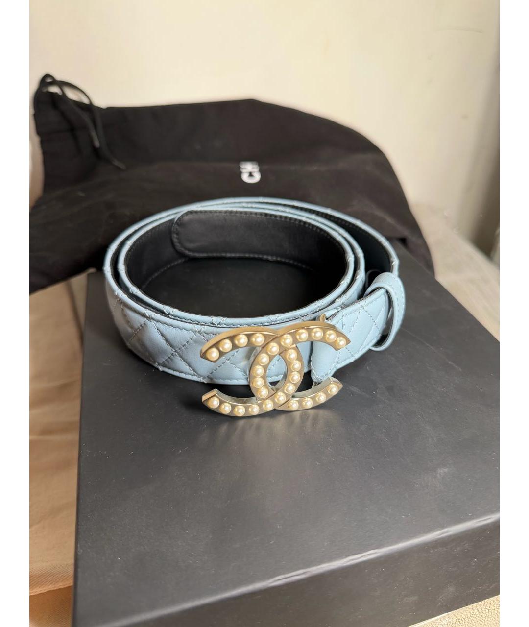 CHANEL Голубой кожаный ремень, фото 5